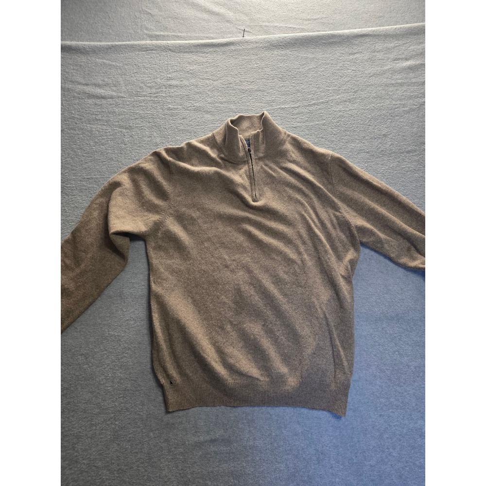 Joseph & Lyman Mens 100% Cashmere Quarter Zip‎ Sweater Taupe Brown Size Medium